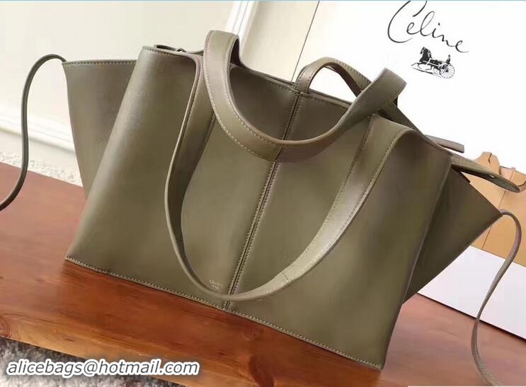 Good Looking Celine Small Tri-Fold Shoulder Bag Khaki 81318