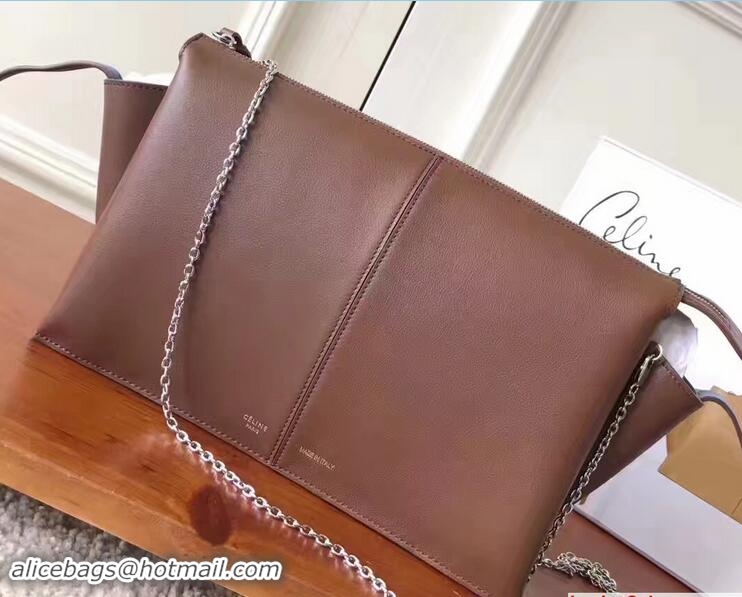 Generous Celine Tri-Fold Clutch on Chain Shoulder Bag Brown 81322