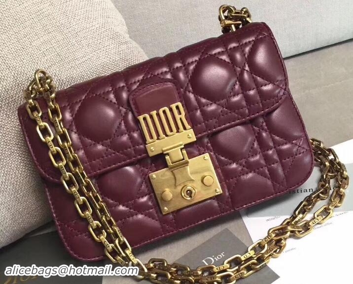 Fashion Dior Mini Dioraddict Flap Bag in Cannage Lambskin 110701 Burgundy 2017