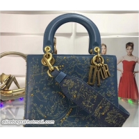 Pretty Style Lady Dior Embellishment Medium Bag Blue 40218 2018