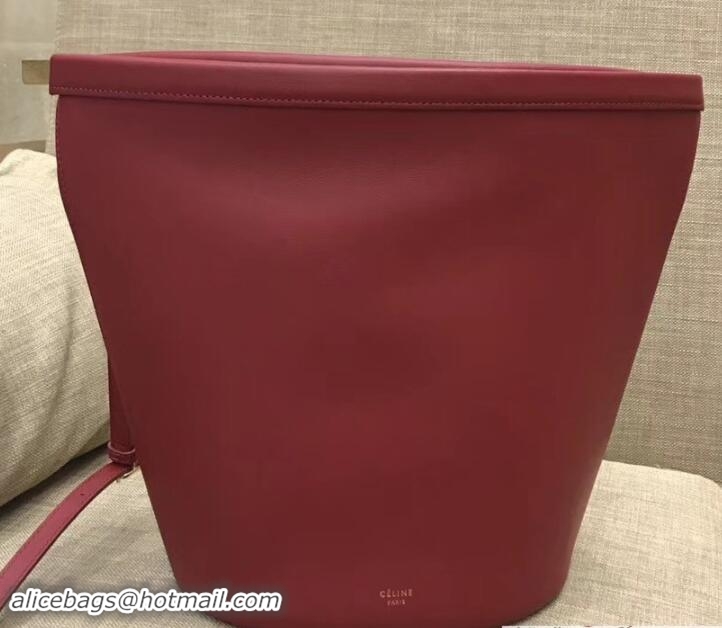 Unique Ladies Celin Smooth Calfskin Cabas Clasp Bag 111810 Red