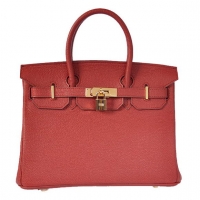 Hermes Birkin 30CM Tote Bags Bordeaux Smooth Leather Gold