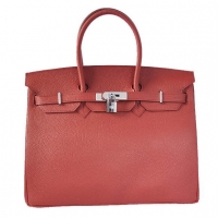 Hermes Birkin 35CM Tote Bags Smooth Togo Leather Bordeaux Silver