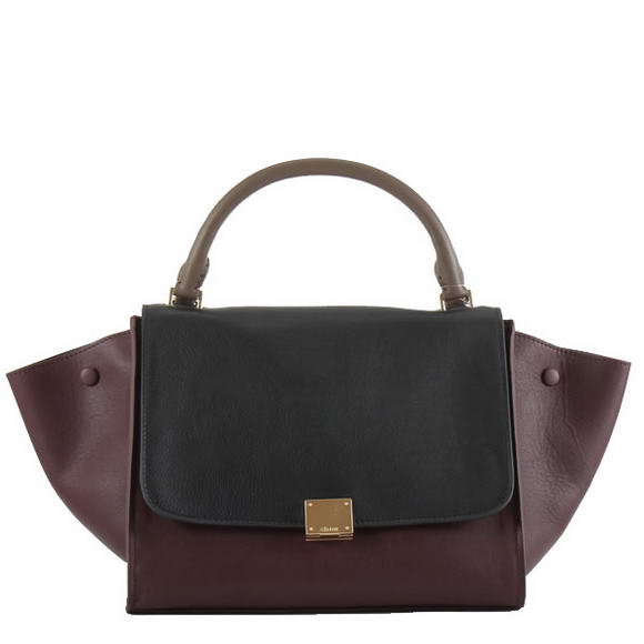 Celine Trapeze Bags Black Bordeaux