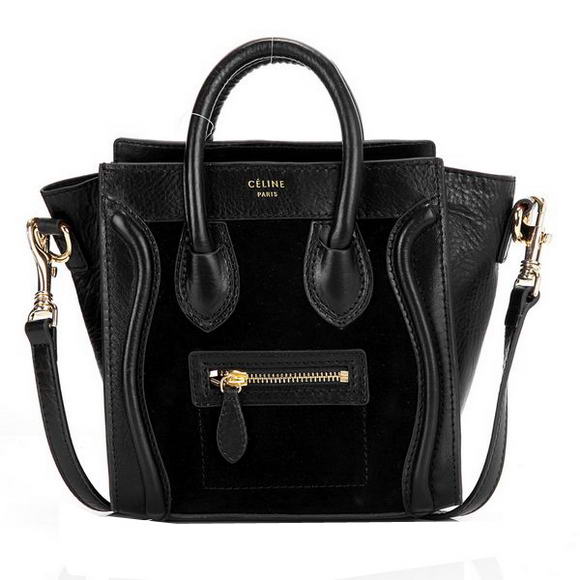 Celine Luggage Mini 165213MBA in Suede Black