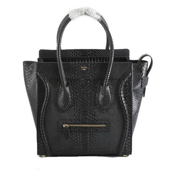 Celine Luggage Bags Medium in Snake Veins Black