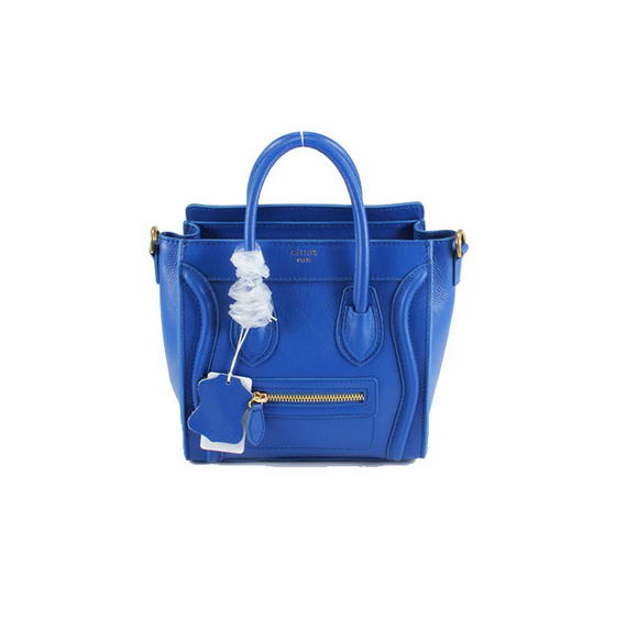 Celine Luggage Bags Mini in Lambskin Blue