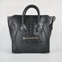 Celine Crocodile Grain Leather Handbag 98170 Black