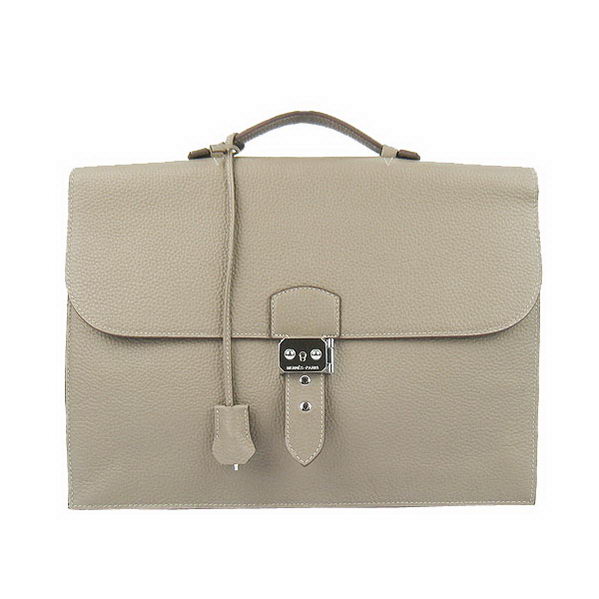 Hermes Sac Depeche 38cm Briefcase Clemence Grey