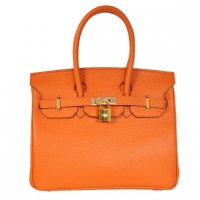 Hermes Birkin 25CM Tote Bags Togo Leather Orange Godlen