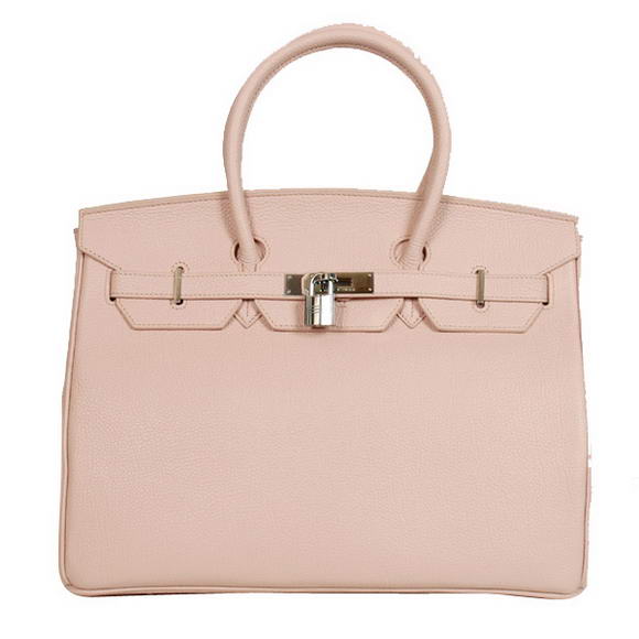 Hermes Birkin 35CM Tote Bags Smooth Togo Leather Pink Silver