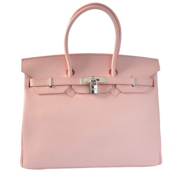 Hermes Birkin 35CM Tote Bags Togo Leather Pink Silver