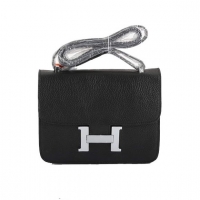 Hermes Togo Leather Constance Bag 1622S Black Silver