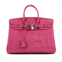 Hermes Birkin 35cm Horse-Drawn 6089 Roseo Silver