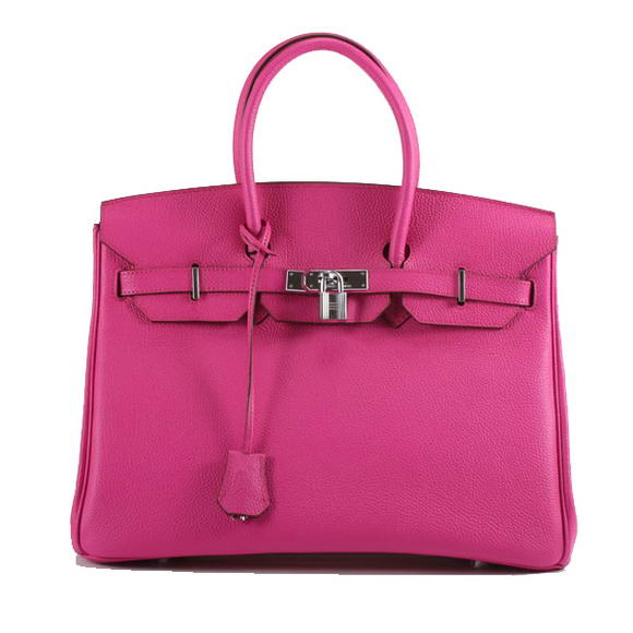 Hermes Birkin 35CM Smooth Leather Handbag 6089 Rose Silver