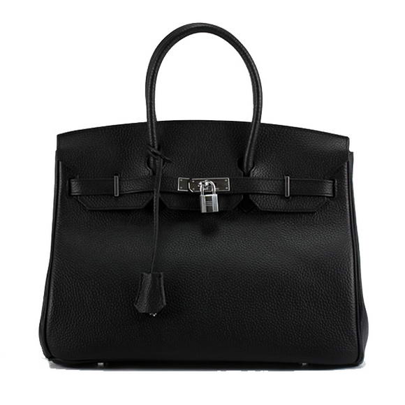 Hermes Birkin 35CM Togo Leather Handbag 6089 Black Silver