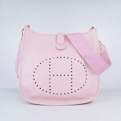 Hermes Cowhide Evelyne Messenger Bag 6309 Pink