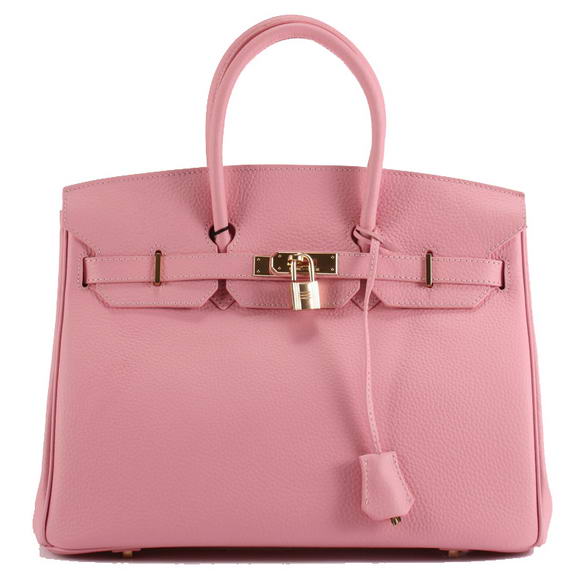 Hermes Birkin 35CM Togo Leather Handbag 6089 Pink Golden