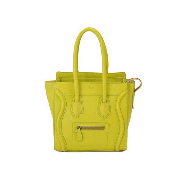 Fashion Celine Luggage Calf Leather Medium Tote Bag Lemon