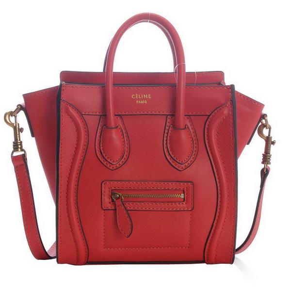 New Color Celine Luggage Mini Bags 165213MBA in Cherry Original Leather