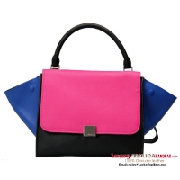 Celine Trapeze Top Handle Bag Calfskin Leather 16954 12710 Rosy&Blue&Black