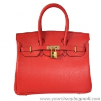 Hermes Birkin 25CM Tote Bags Togo Leather Red Godlen