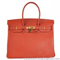 Hermes Birkin 35CM Tote Bags Togo Leather Mid Red Golden