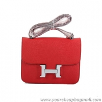 Hermes Constance Bag Red Togo Leather 1622S Silver hardware