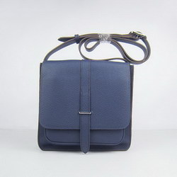 Hermes Deep-Blue Cow Leather Messenger Bags H2811