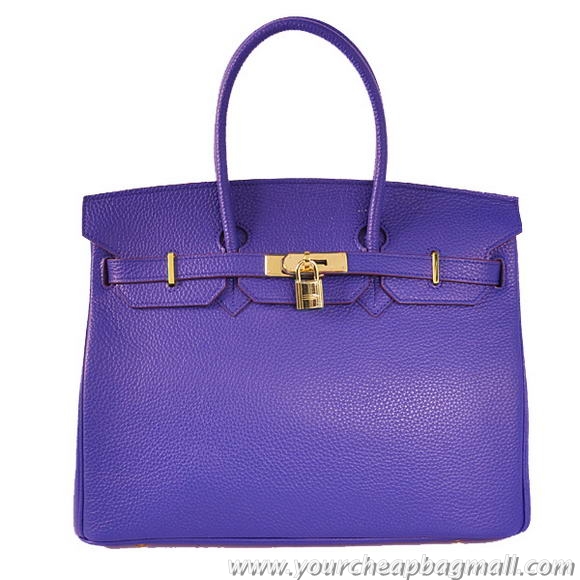 Hermes Birkin 35CM Tote Bags Togo Leather Blue Golden