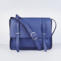 Hermes Jypsiere Togo Leather Messenger Bag Dark Blue