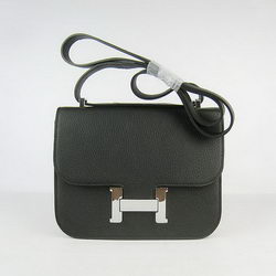 Hermes Constance Bag Black Oxhide Leather Silver