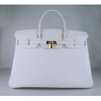 Hermes Birkin 40CM Togo Bag  White 6099 Gold