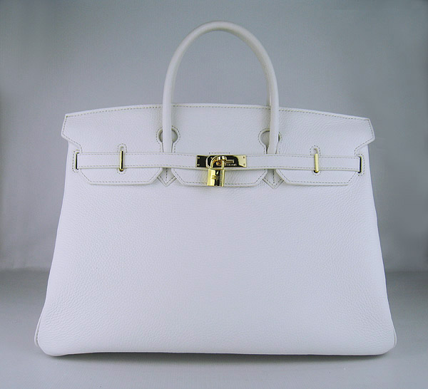 Hermes Birkin 40CM Togo Bag  White 6099 Gold