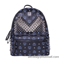 MCM Medium Stark Front Studs Backpack MC4237 Dark Blue