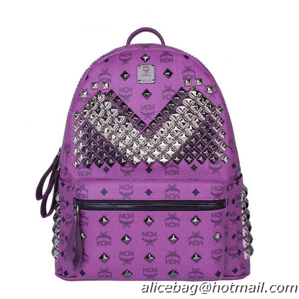 MCM Medium Stark Front Studs Backpack MC4237 Purple