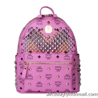 MCM Small Stark Front Studs Backpack MC4237S Rosy