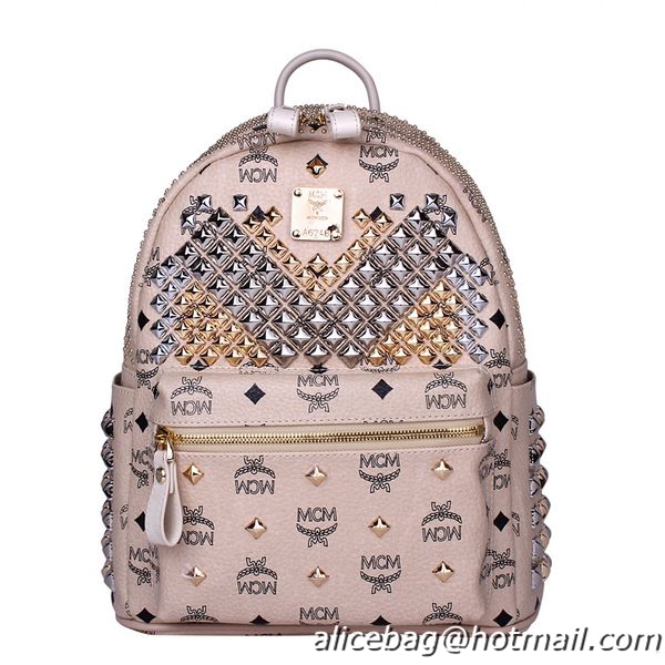 MCM Small Stark Front Studs Backpack MC4237S Beige