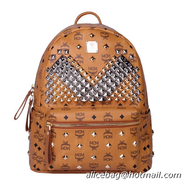 MCM Medium Stark Front Studs Backpack MC4238 Wheat