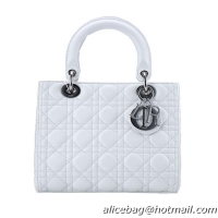 Lady Dior Bag mini Bag White Original Sheepskin Leather D44551 Silver