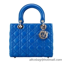 Lady Dior Bag mini Bag Blue Original Sheepskin Leather D44551 Gold