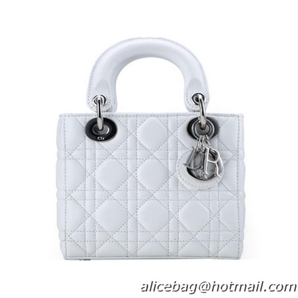 Lady Dior Bag Nano Bag White Original Leather D44552 Silver