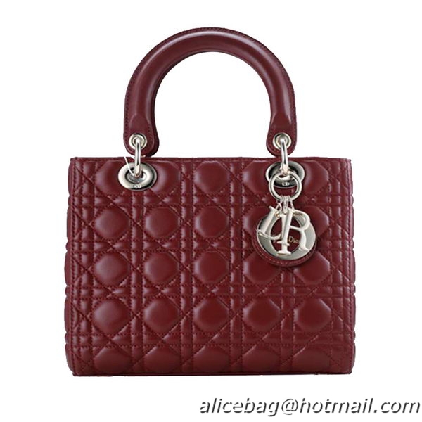 Lady Dior Bag mini Bag Burgundy Original Sheepskin Leather D44551 Gold