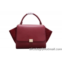 Celine Trapeze Top Handle Bag Original Calf&Nubuck Leather 8003 Burgundy