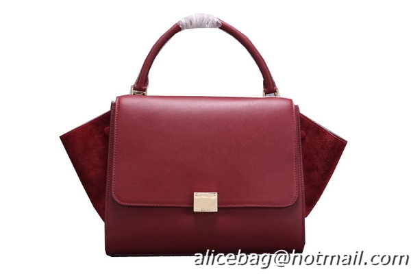 Celine Trapeze Top Handle Bag Original Calf&Nubuck Leather 8003 Burgundy