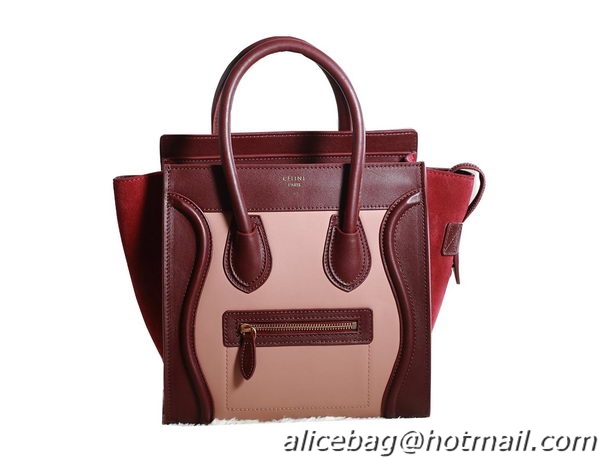 Celine Luggage Micro Boston Bag Original Suede Leather 3307 Wine