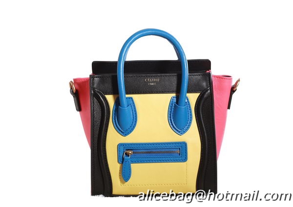 Celine Luggage Nano Boston Bag Original Leather 3309 Lemon&Black&Blue&Red