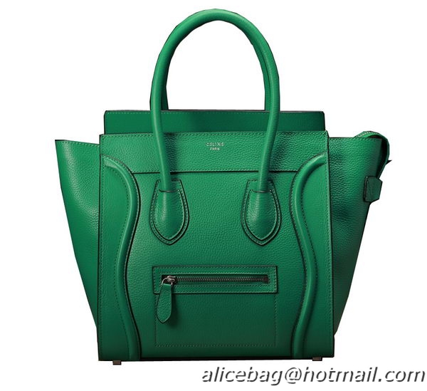 Celine Luggage Mini Boston Tote Bags Clemence Leather 3308 Green