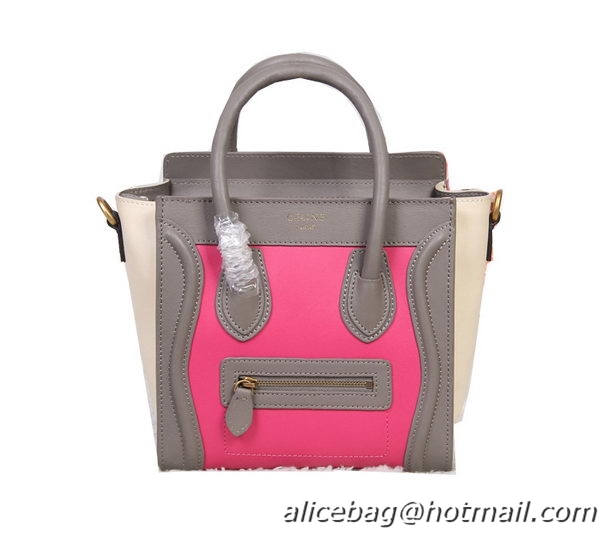 Celine Luggage Nano Bag Original Leather 88023 Rosy&Grey