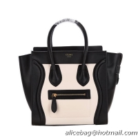 Celine Luggage Micro Handbags Smooth Leather C107 Black&White